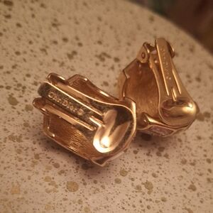 Christian Dior Gold Clip-On Earrings.